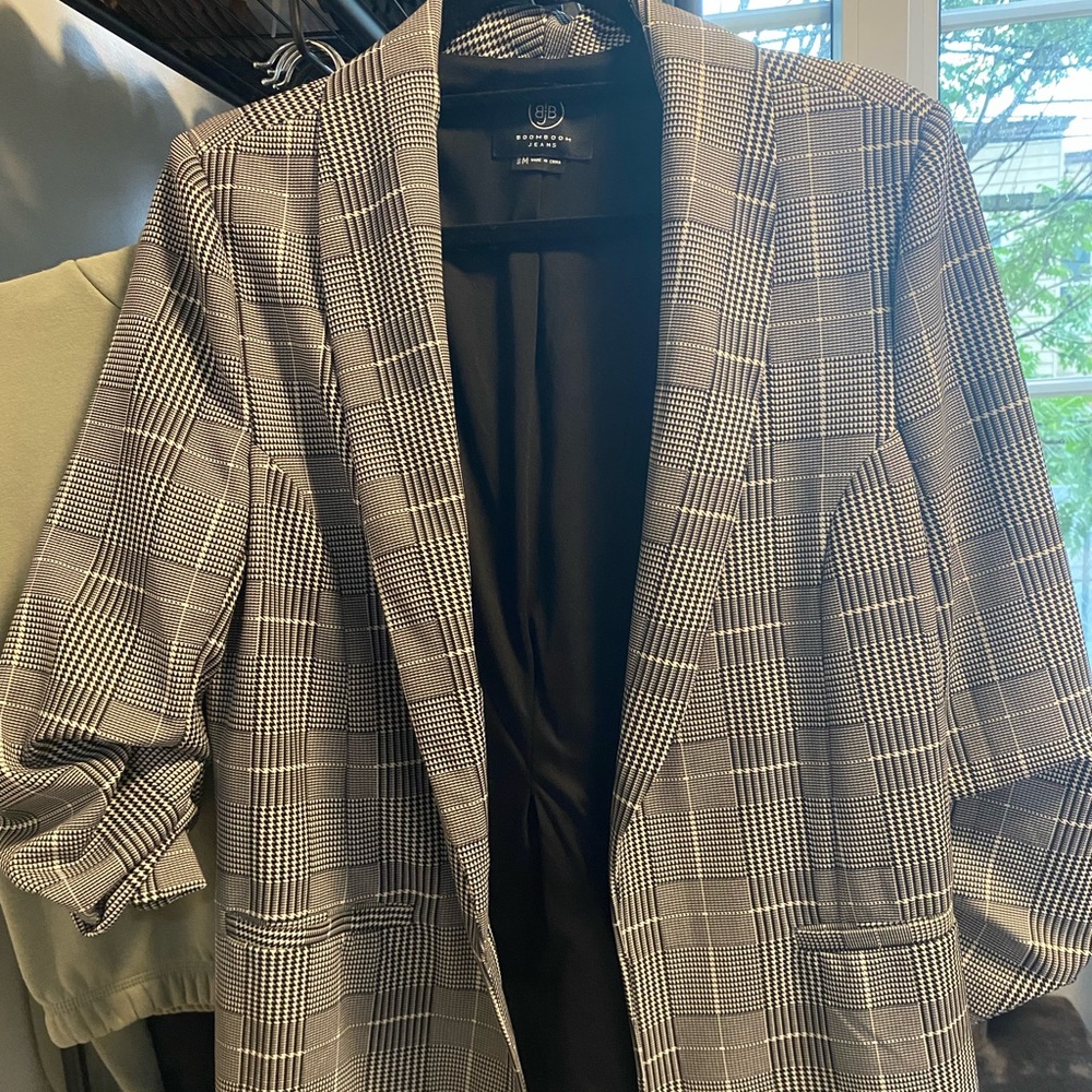 Black and white plaid blazer